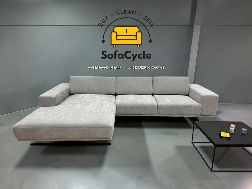 Chaise d'angle grise Amalfi avec appui-tête, angle R, Neuf, Enlèvement ou Envoi, SofaCycle VOF, Zonnestraat 223-229, 9600 Ronse, België