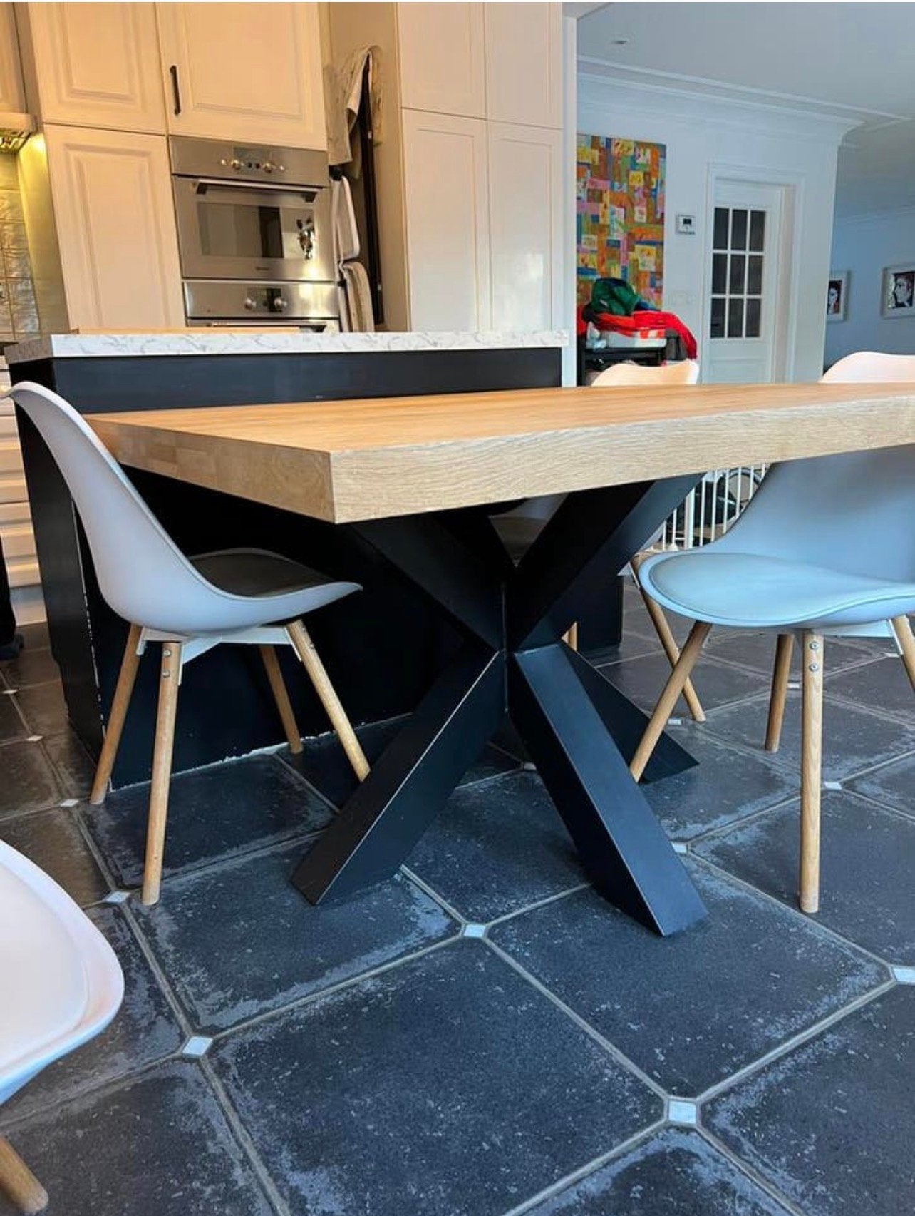 Eikenhouten eettafel spinnenpoot, Huis en Inrichting, Tafels | Eettafels, Ophalen, Zo goed als nieuw