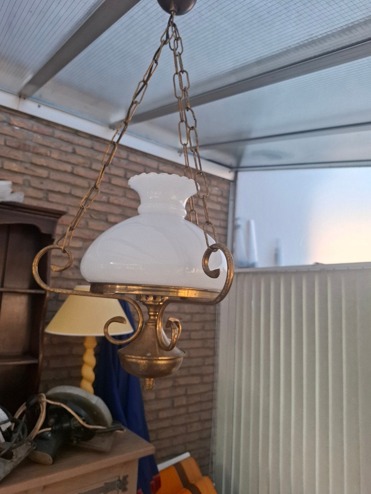oude luster hanglamp, Ophalen