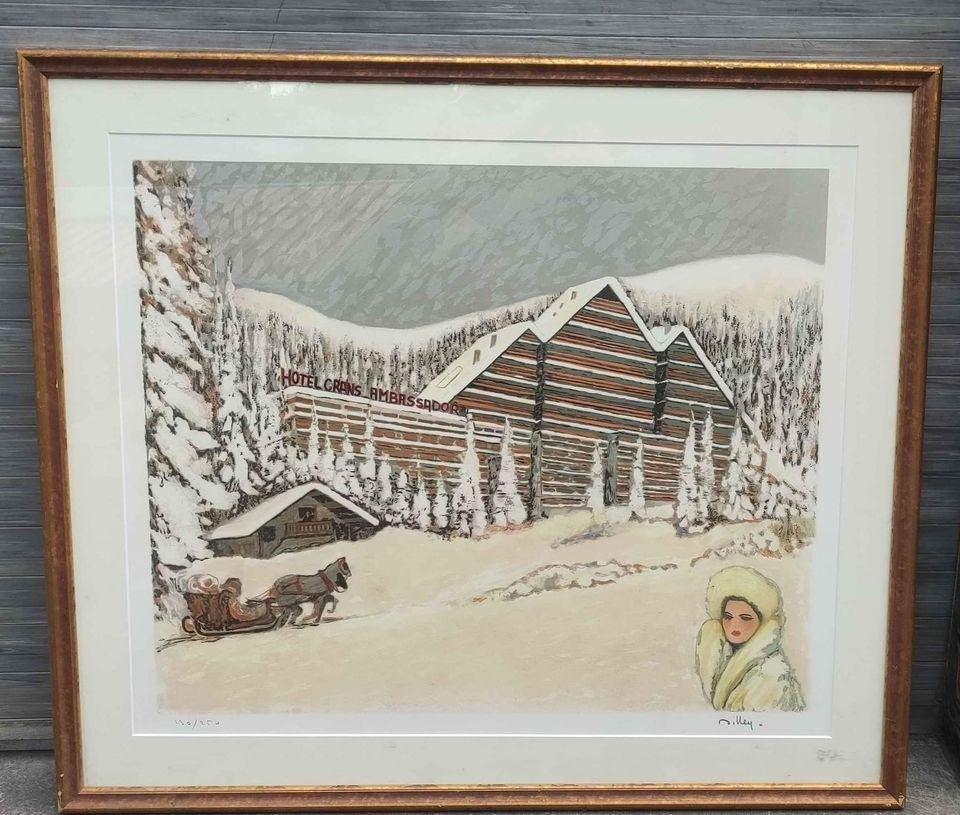 Lithographie hôtel ambassador signe Ramon dilley, Numéroté, Enlèvement ou Envoi, Lithographie