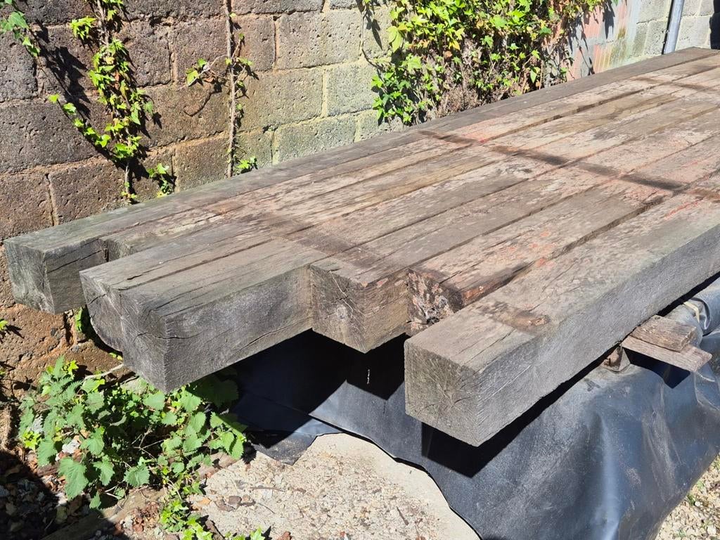 Lot eiken balken 15x15, Tuin en Terras, Palen, Balken en Planken, Ophalen