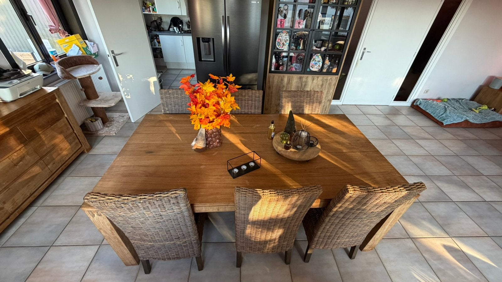 6 personen eettafel teak hout inclusief stoelen, Huis en Inrichting, Ophalen