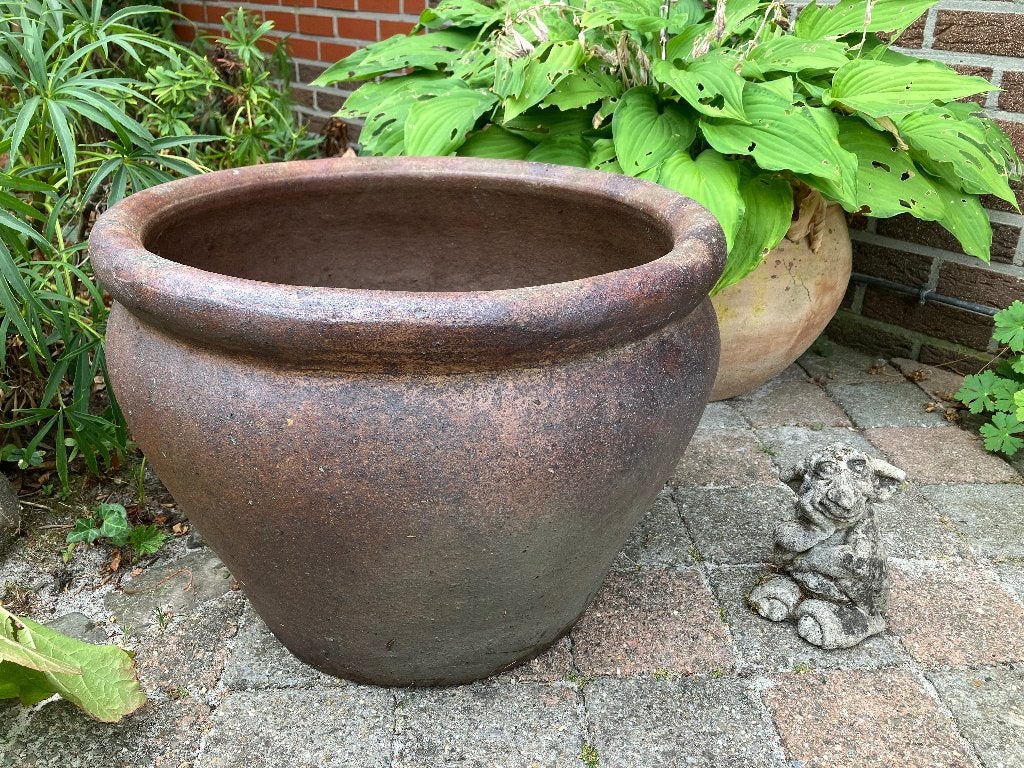 Bruine Steengoed of Stoneware bloempot - 47cm diameter , Ophalen, Terracotta, Tuin