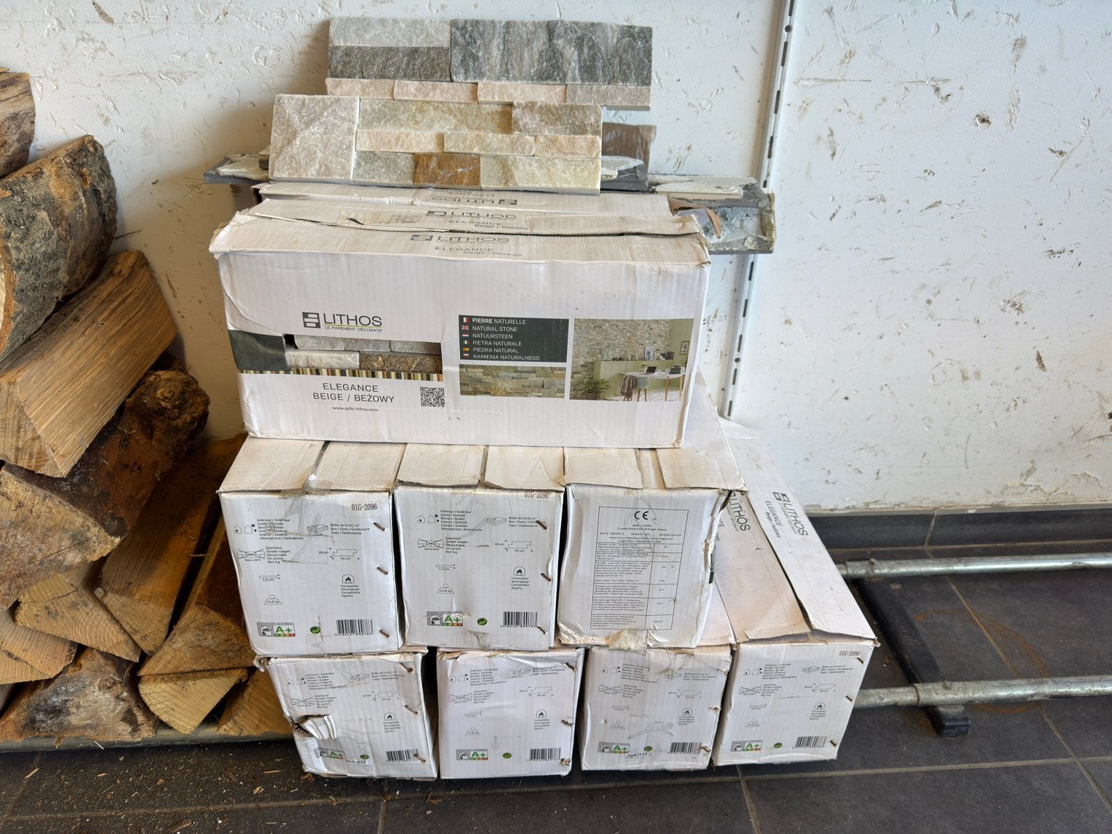 8 btes Plaquettes de parement en pierre naturelle beige 100€, Bricolage & Construction, Enlèvement, Comme neuf