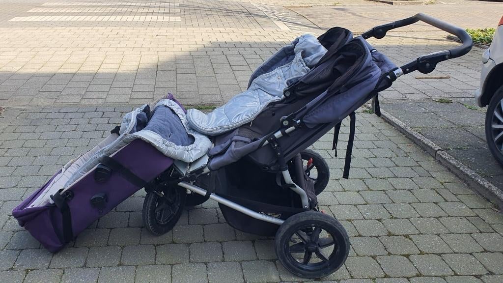 Mountain Buggy dubbele kinderwagen + reiswieg – goede staat, Ophalen, Gebruikt, Overige merken, Verstelbare rugleuning