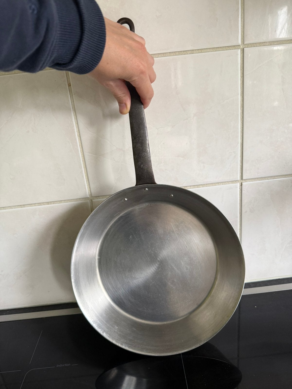 Poele inox + cuivre, Huis en Inrichting, Keuken | Potten en Pannen, Zo goed als nieuw, Gietijzer, Ophalen