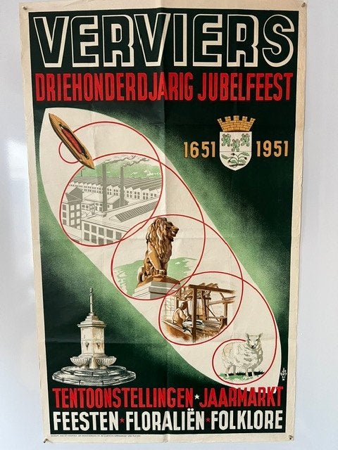 Oude affiche van het 300 jarig Jubelfeest van Verviers, Ophalen