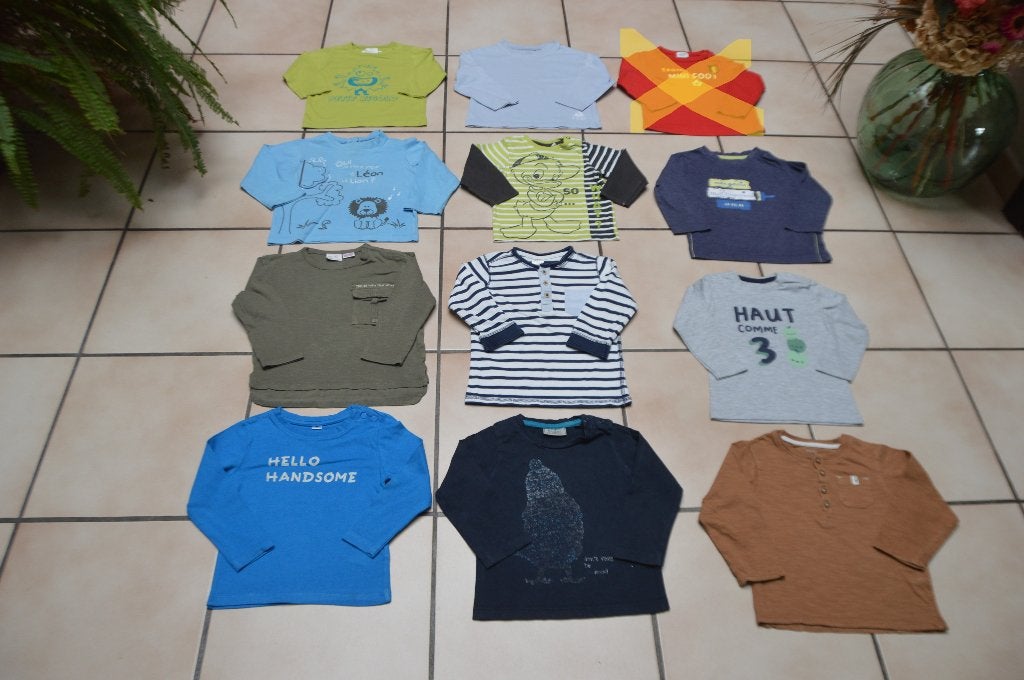 Lot de T-shirts Bébé garçon Manches longues T86 ou 12/18 M, Garçon, Enlèvement ou Envoi, Utilisé, Chemisette ou Manches longues