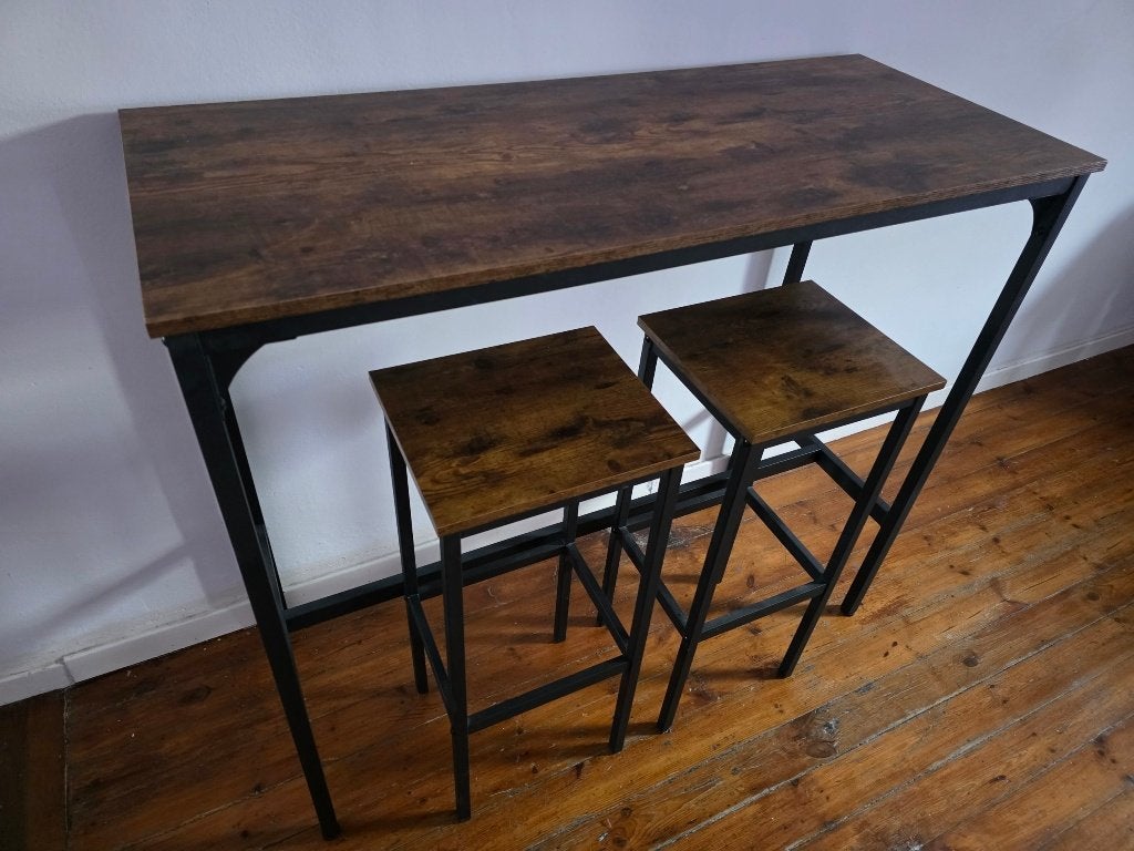 Vicco Fyrk bartafel met 2 barkrukken, 120 x 50 cm, Huis en Inrichting, Ophalen, Zo goed als nieuw, Inclusief barstoelen
