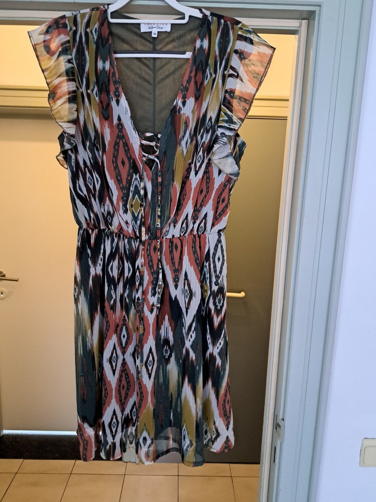 Groene,bruin kleedje maat 38, Kleding | Dames, Bruin, Lola & Liza, Zo goed als nieuw, Ophalen