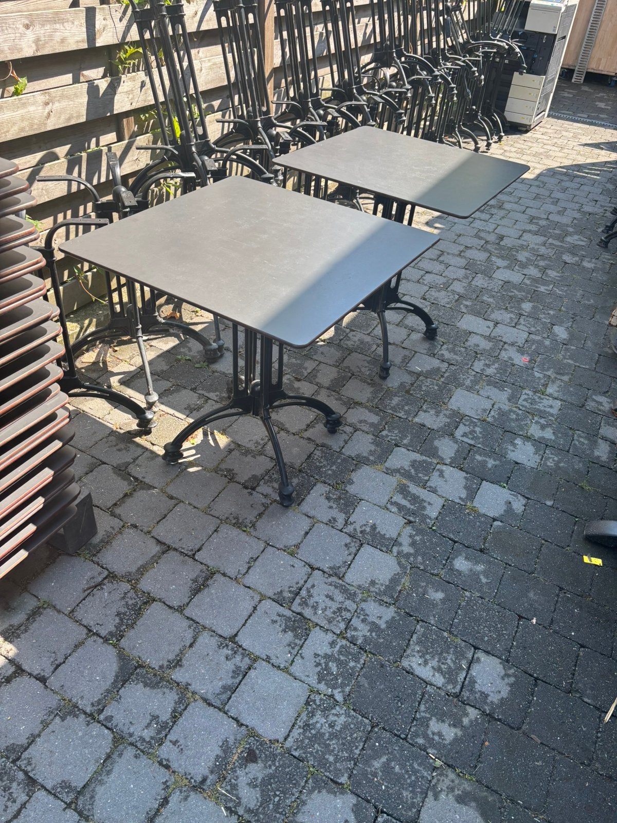 Terras tafels 70 x 70 cm, Tuin en Terras, Tuintafels, Ophalen, Zo goed als nieuw, Vierkant, Kunststof