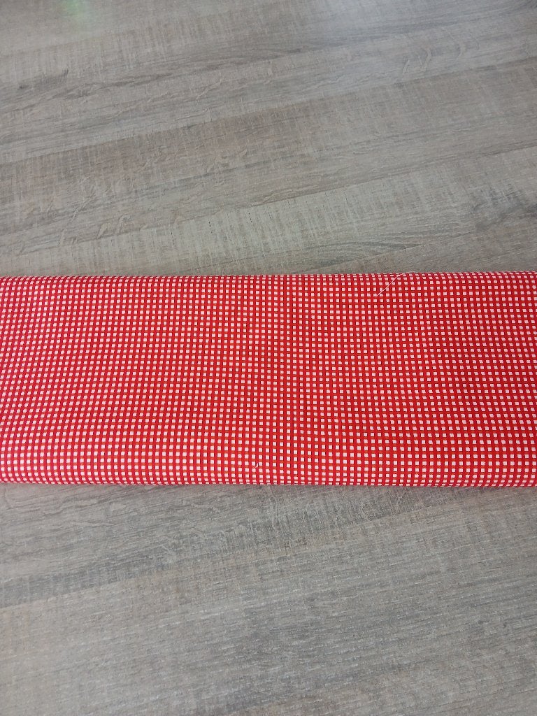 Coupon katoen ruitjes rood/oranje (2,50 m), Meerkleurig, 120 cm of meer, Ophalen of Verzenden, Katoen