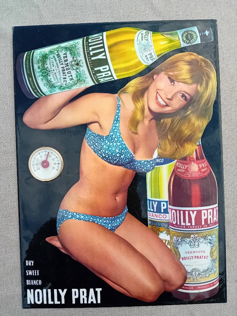 reclambord thermometer pin up Noilly Prat, Verzamelen, Ophalen of Verzenden, Zo goed als nieuw, Reclamebord