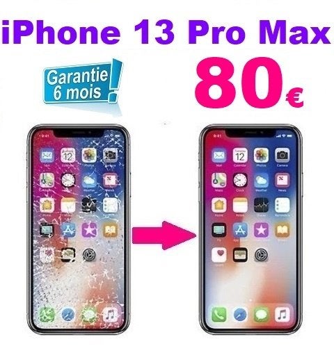 Réparation écran cassé iPhone 13 Pro Max en 20 minutes, Enlèvement, Autres types, Apple
