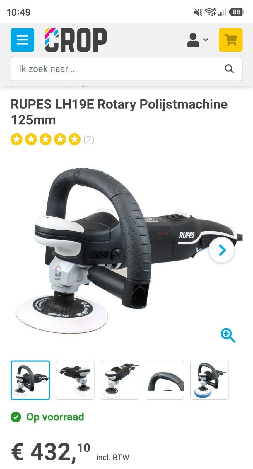 Rupes LH19E roterende polijstmachine - Nieuwstaat, Ophalen, Zo goed als nieuw, 1000 watt of meer