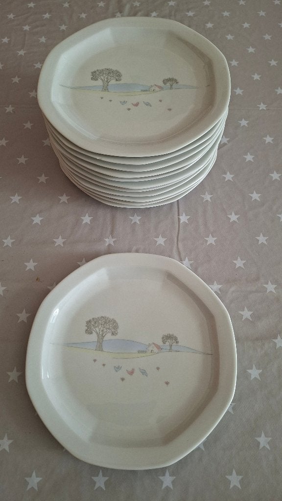 Assiettes dessert. Philippe Deshoulières., Enlèvement, Comme neuf, Porcelaine