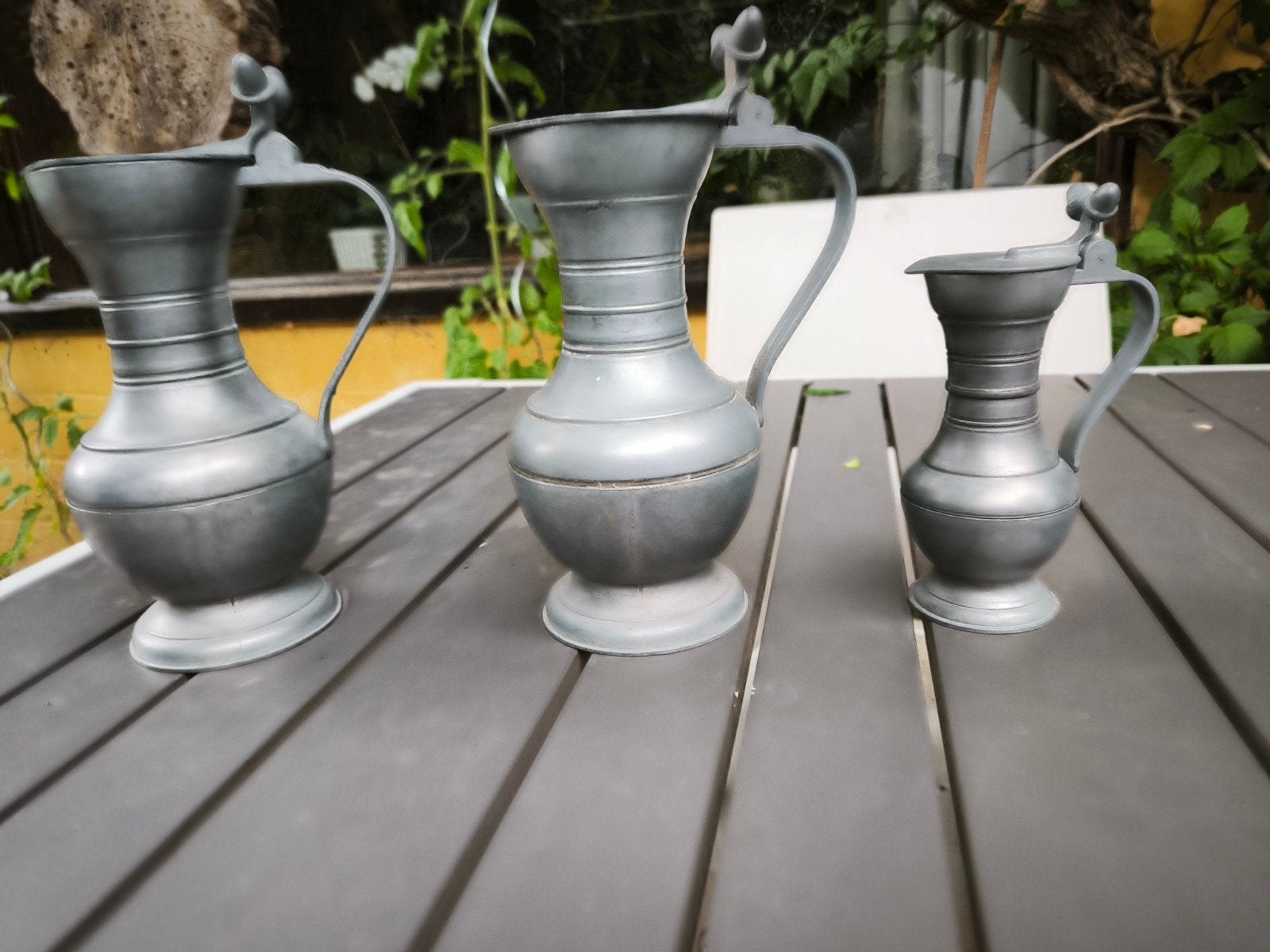 3 tinnen bierpullen, Antiek en Kunst, Antiek | Tin, Ophalen