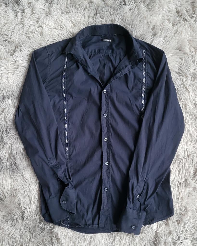 Antony Morato Black Collection marineblauw overhemd met stre, ANTONY MORATO, Blauw, Ophalen of Verzenden, Halswijdte 41/42 (L)