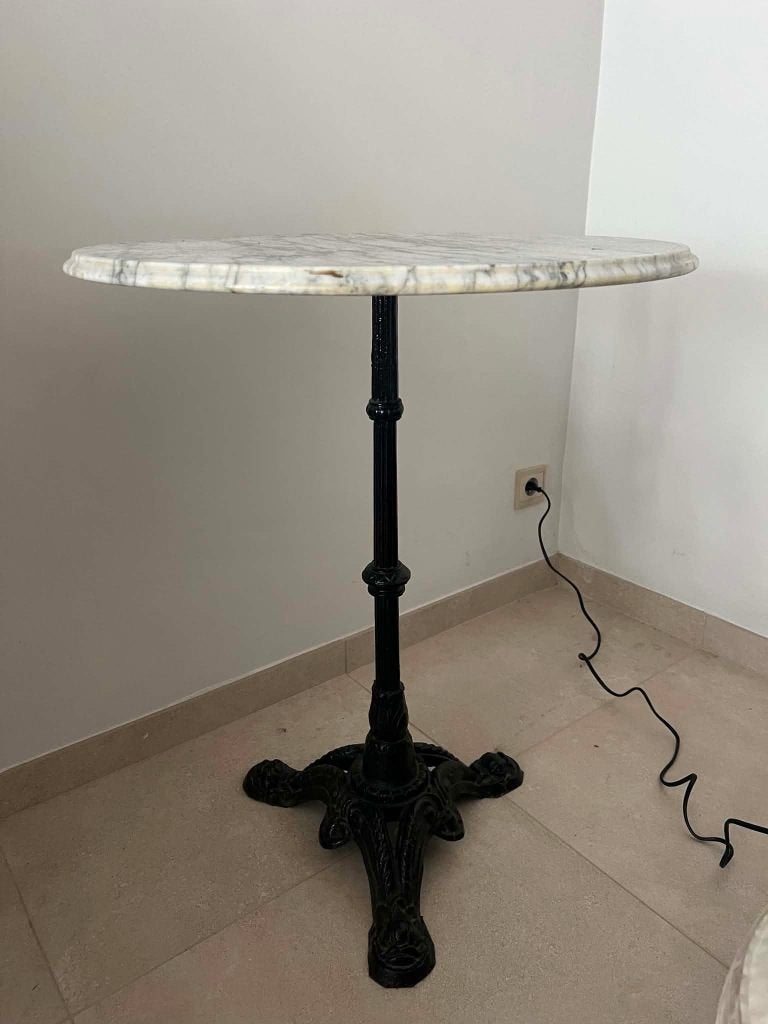 Franse Bistrotafel, Jardin & Terrasse, Tables de jardin, Enlèvement, Comme neuf, Rond, Autres matériaux