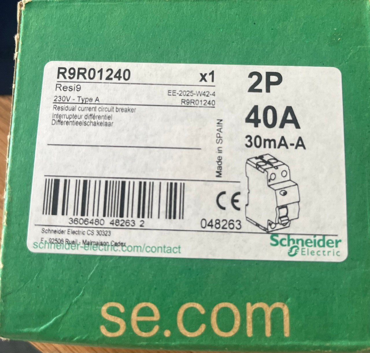 Diffentieelschakelar nieuw 40A 2p, Ophalen, Nieuw