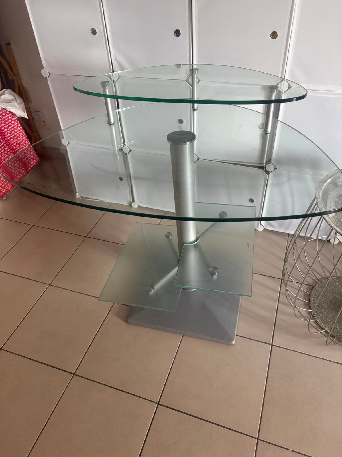 Bureau in glas, Huis en Inrichting, Tafels | Salontafels, Ophalen, Gebruikt, Glas