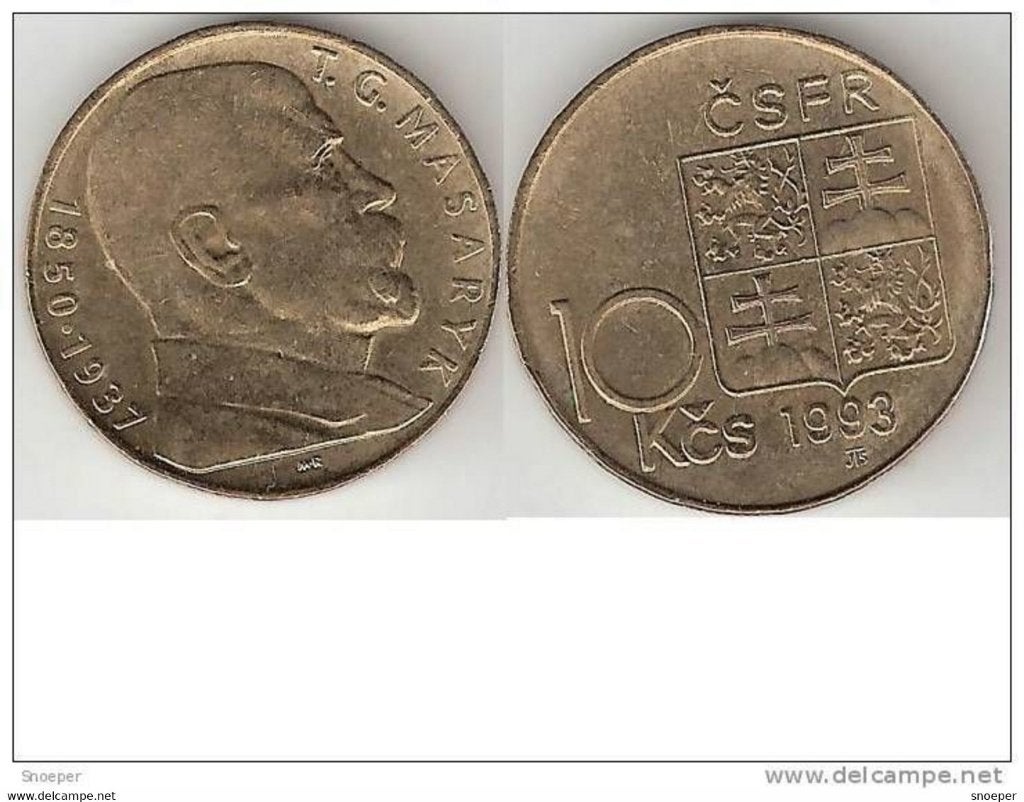 czechoslovakia 10 koruny 1993 km 139.1 masaryk unc, Verzenden, Overige landen, Losse munt