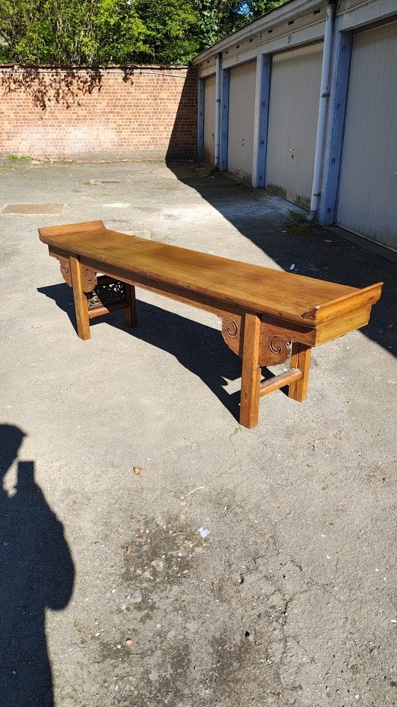 Superbe banc asiatique en bois massif, Enlèvement, Bois