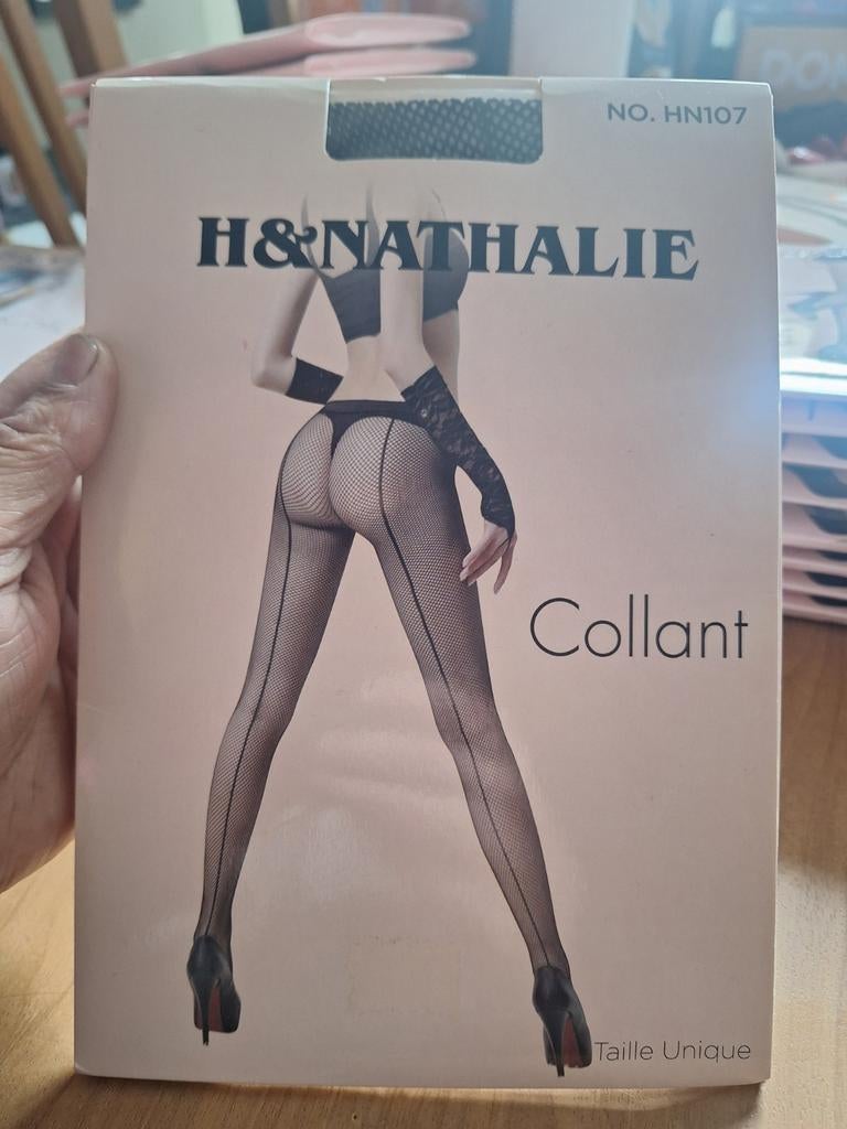 H&Nathalie,fijne visnetpanty met naad, Kleding | Dames, Leggings, Maillots en Panty's, H&nathalie, Zwart, Nieuw, Overige maten