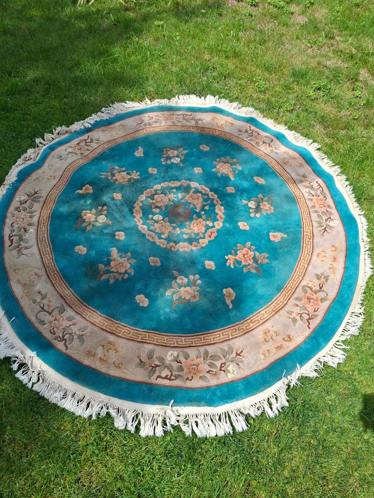 Rond aziatisch wollen tapijt (255cm - erg zwaar), Huis en Inrichting, Ophalen, Rond
