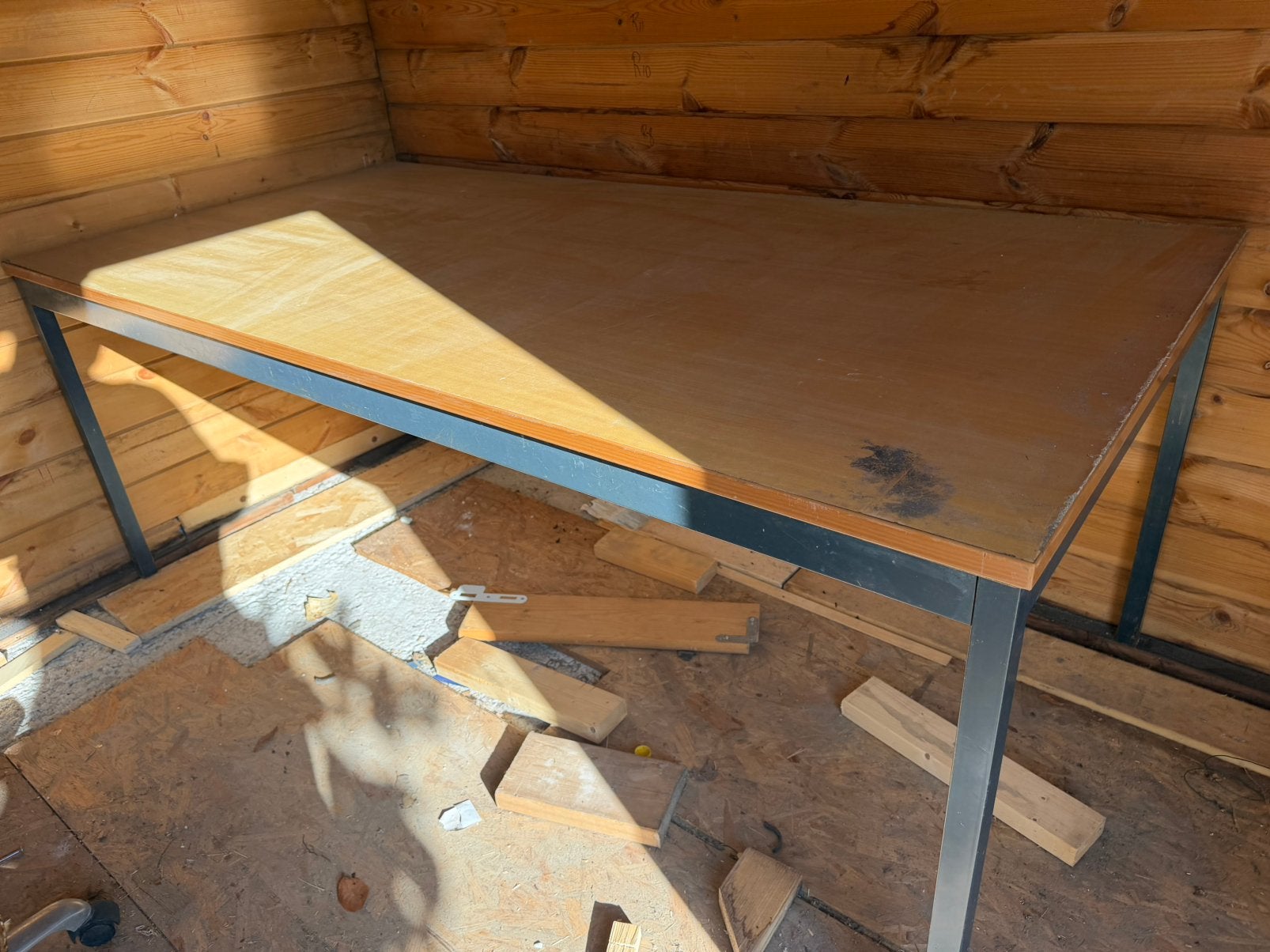 Grote werktafel, Huis en Inrichting, Tafels | Eettafels, Ophalen, Gebruikt, 100 tot 150 cm, 200 cm of meer