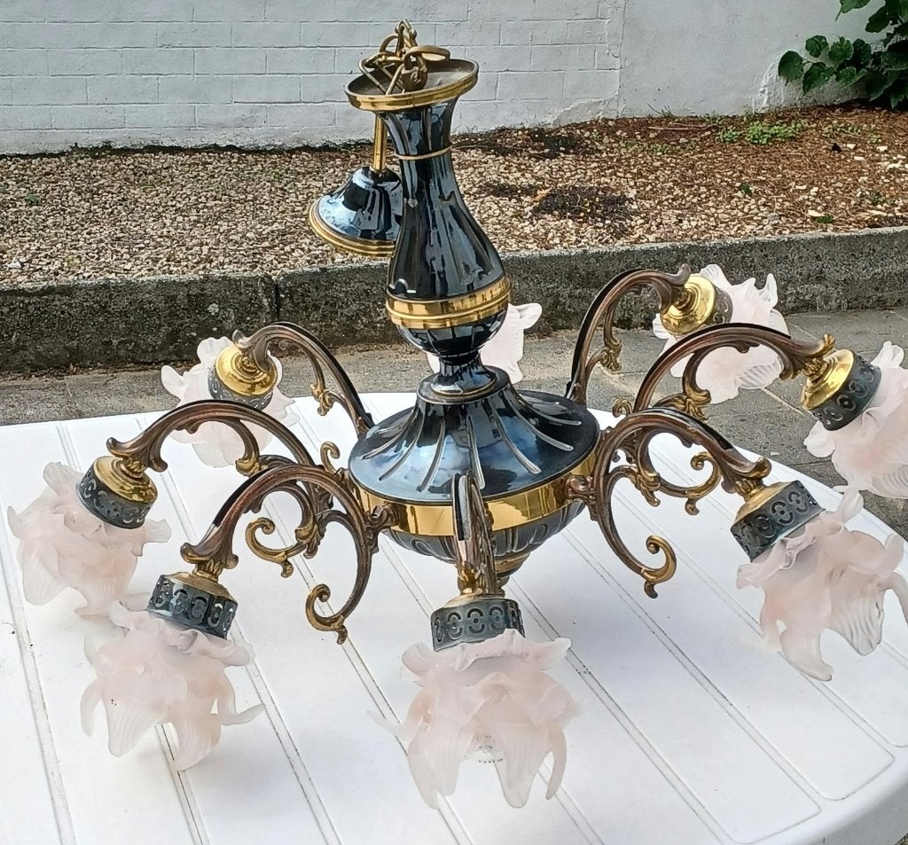 lustres (2) Style Régence (8 bras et 6 bras), Autres culots, Verre, Regency, Enlèvement