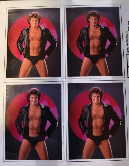 4 Retro Stickers Featuring David Hasselhoff NY 7 x 5 cm, Verzenden, Nieuw