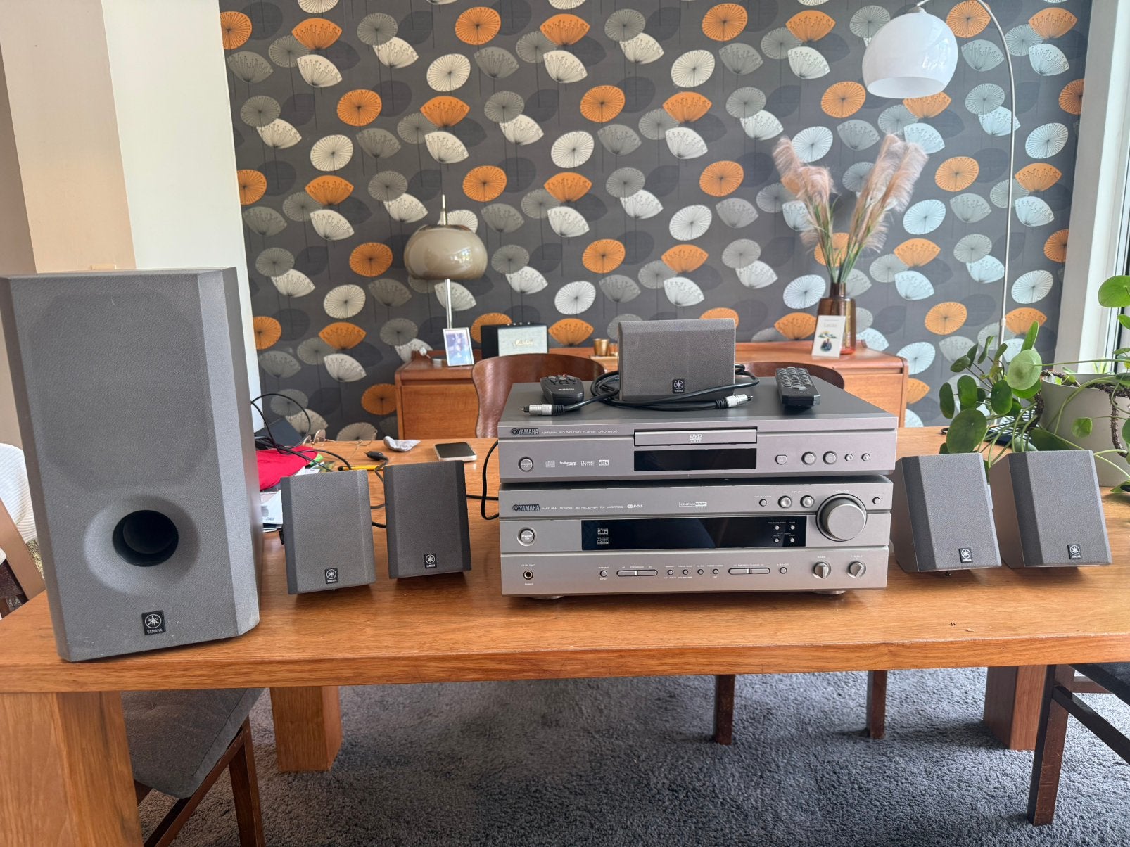 Volledige home cinema set Yamaha, Audio, Tv en Foto, Home Cinema-sets, 70 watt of meer, Zo goed als nieuw, 5.1-systeem, Dvd-speler