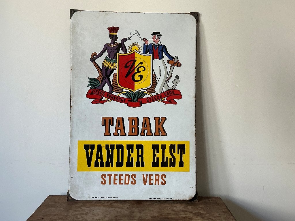 email plaat Vander Elst Tabac, Ophalen, Metaal, Gebruikt, Industrieel