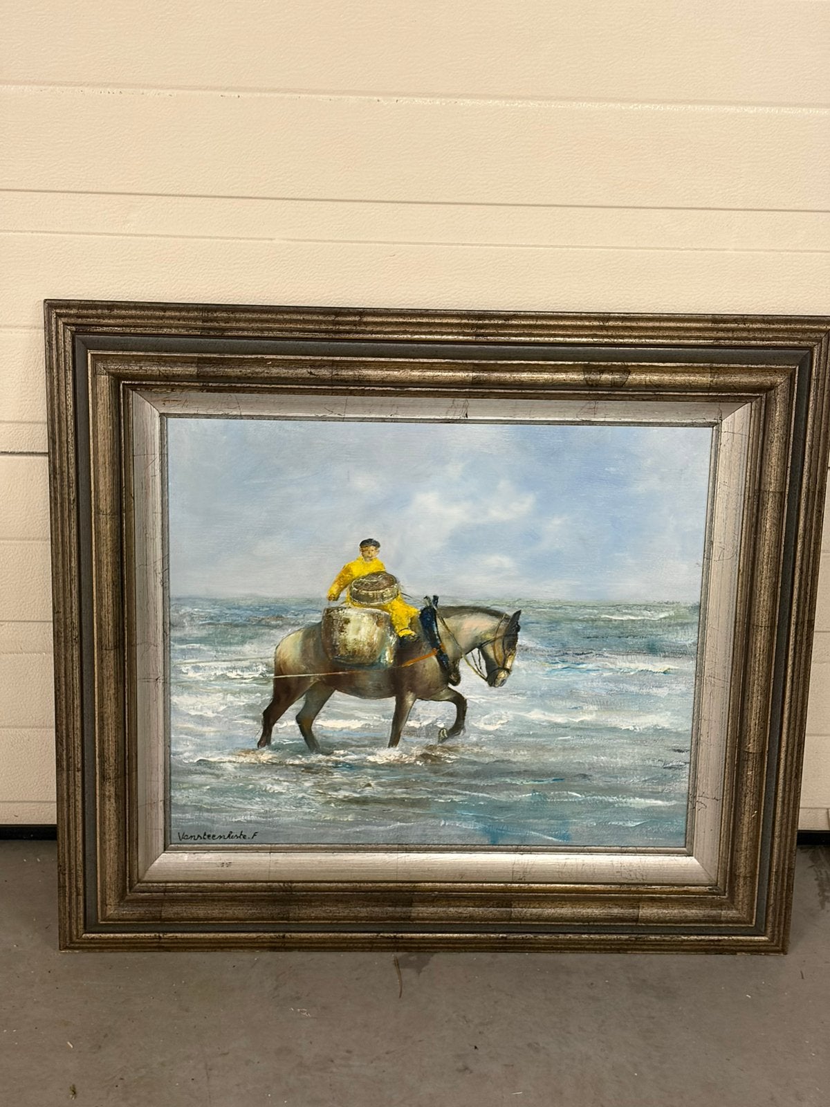 Garnaalvisser te paard Freddy Van Steenkiste, Antiek en Kunst, Ophalen, Gesigneerd