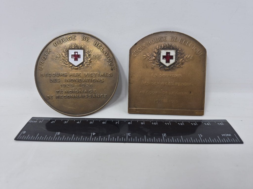 2 oude Rode Kruis medailles – WO I 1914-1919 & Overstrominge, Verzamelen, Ophalen