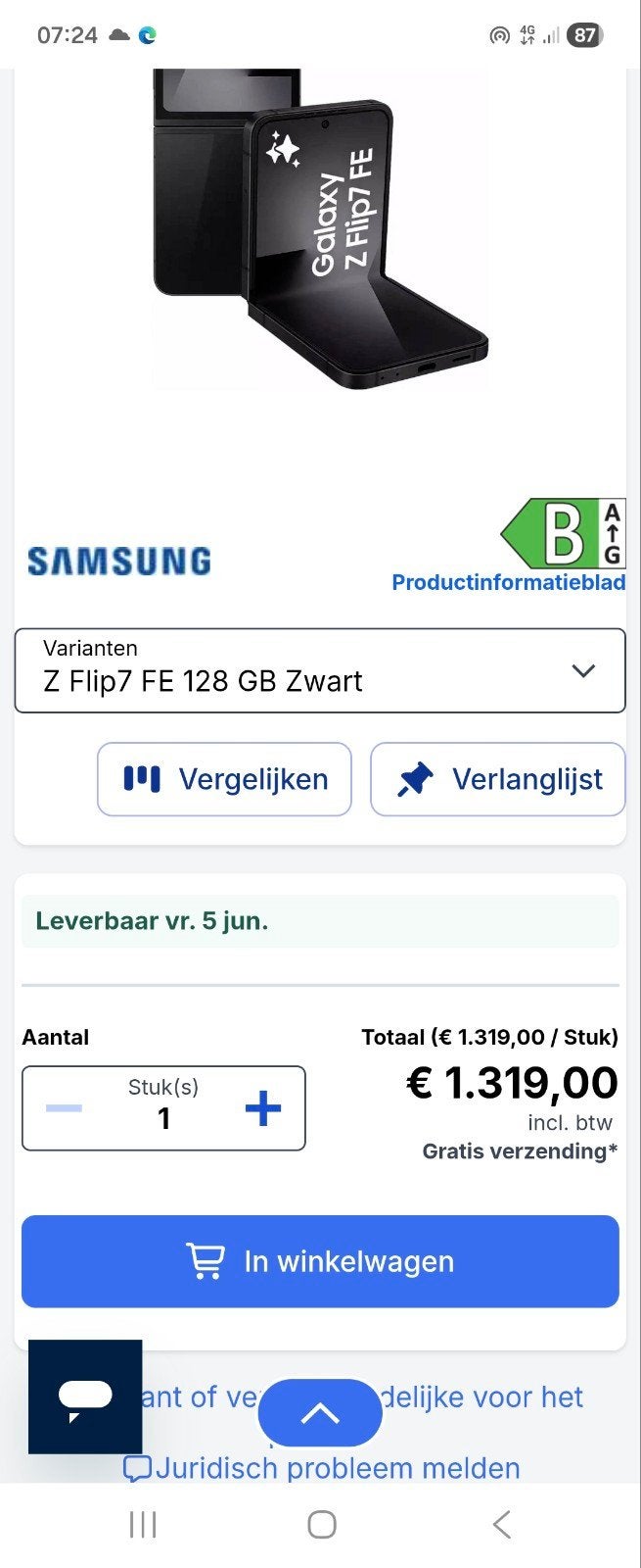 Samsung calaxy z flip 7 FE avec montre connecter neuf, Enlèvement