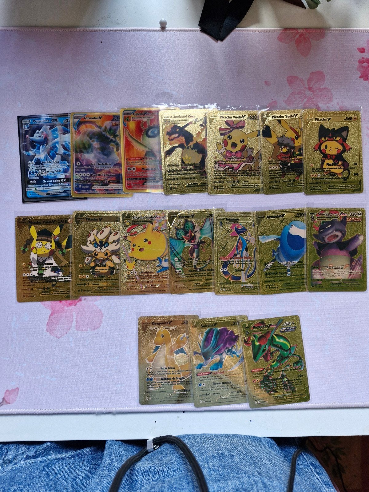 gouden pokémon kaarten, Ophalen of Verzenden, Zo goed als nieuw, Meerdere kaarten, Foil