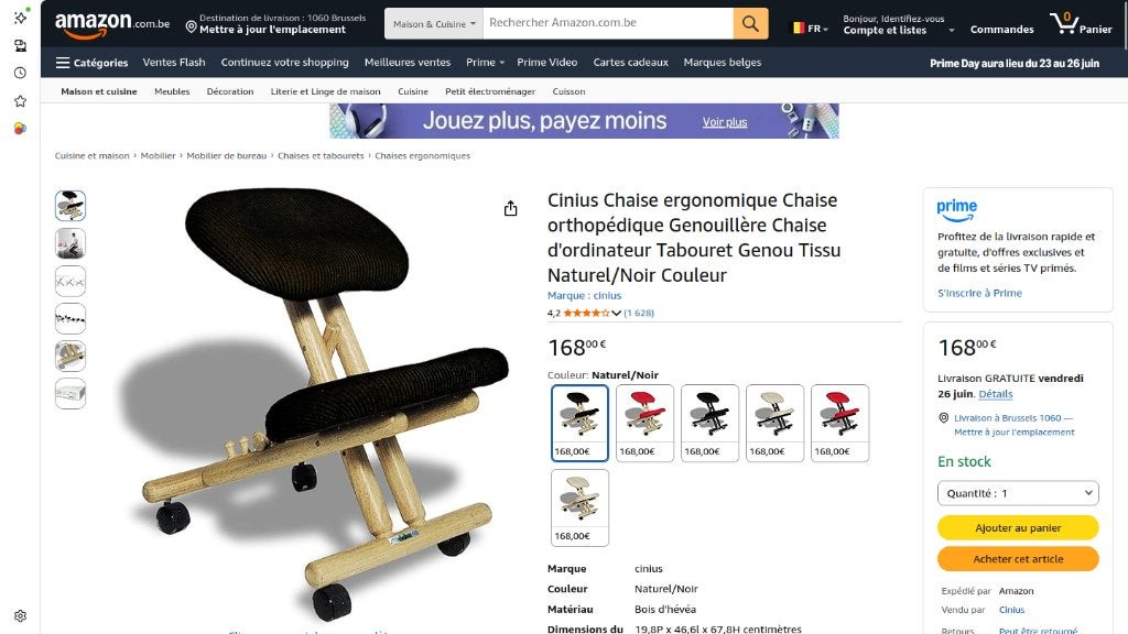 A vendre sièges ergonomiques Cilnius noirs, Maison & Meubles, Chaises, Utilisé, Trois, Bois, Tissus, Noir, Enlèvement