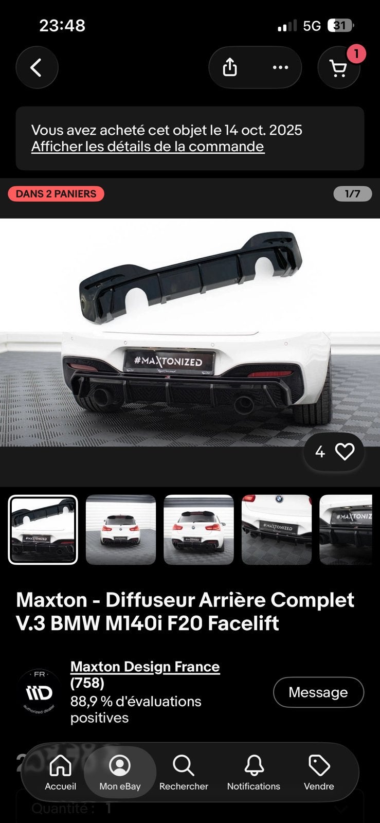 Diffuseur bmw f20, Enlèvement, Arrière, BMW