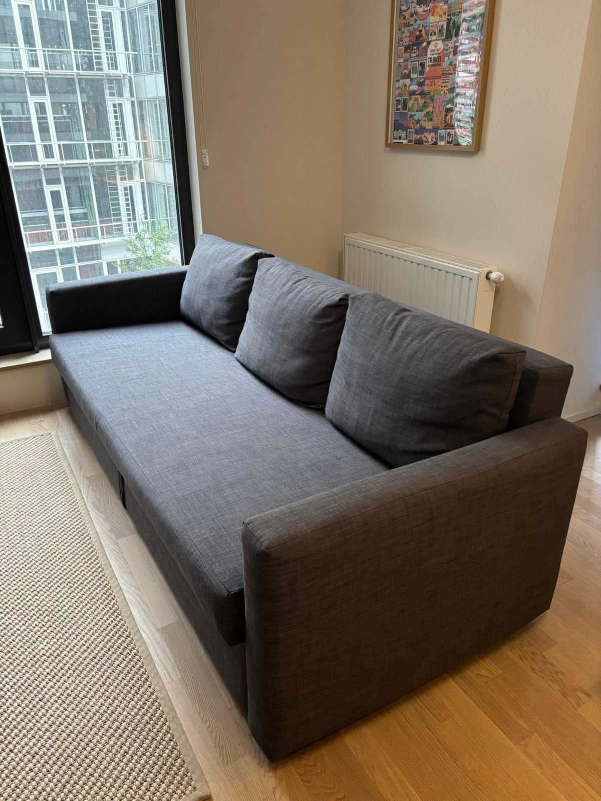 Canapé IKEA en tissu gris anthracite convertible en lit, 100 cm, Gris, Queen size, Enlèvement