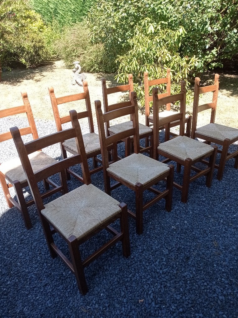 8 CHAISES EN BOIS ET OSIER, Enlèvement, Comme neuf, Bois, Cinq, Six Chaises ou plus