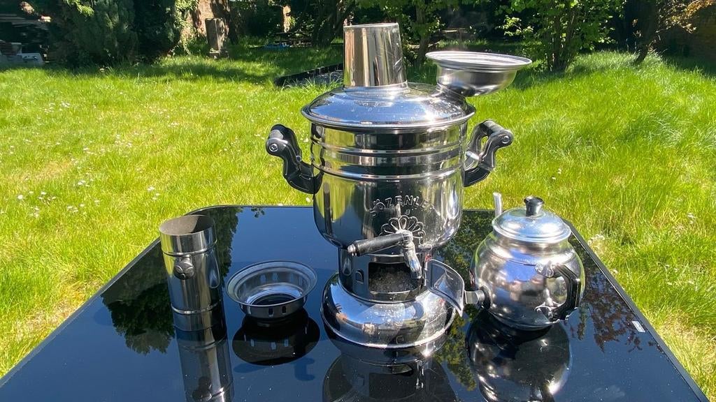 Roestvrijstalen Samovar 4,5 LT – Geschikt voor Hout en Kolen, Ophalen of Verzenden