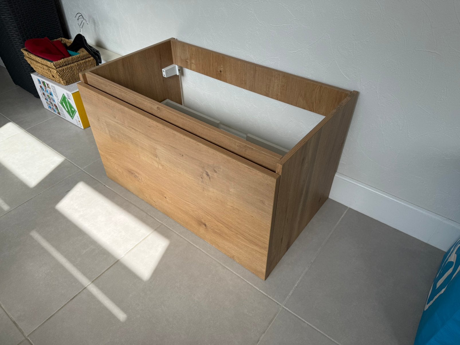 Hangend badkamermeubel houtlook met 2 lades, Ophalen, Nieuw, Binnen, Rechthoekig