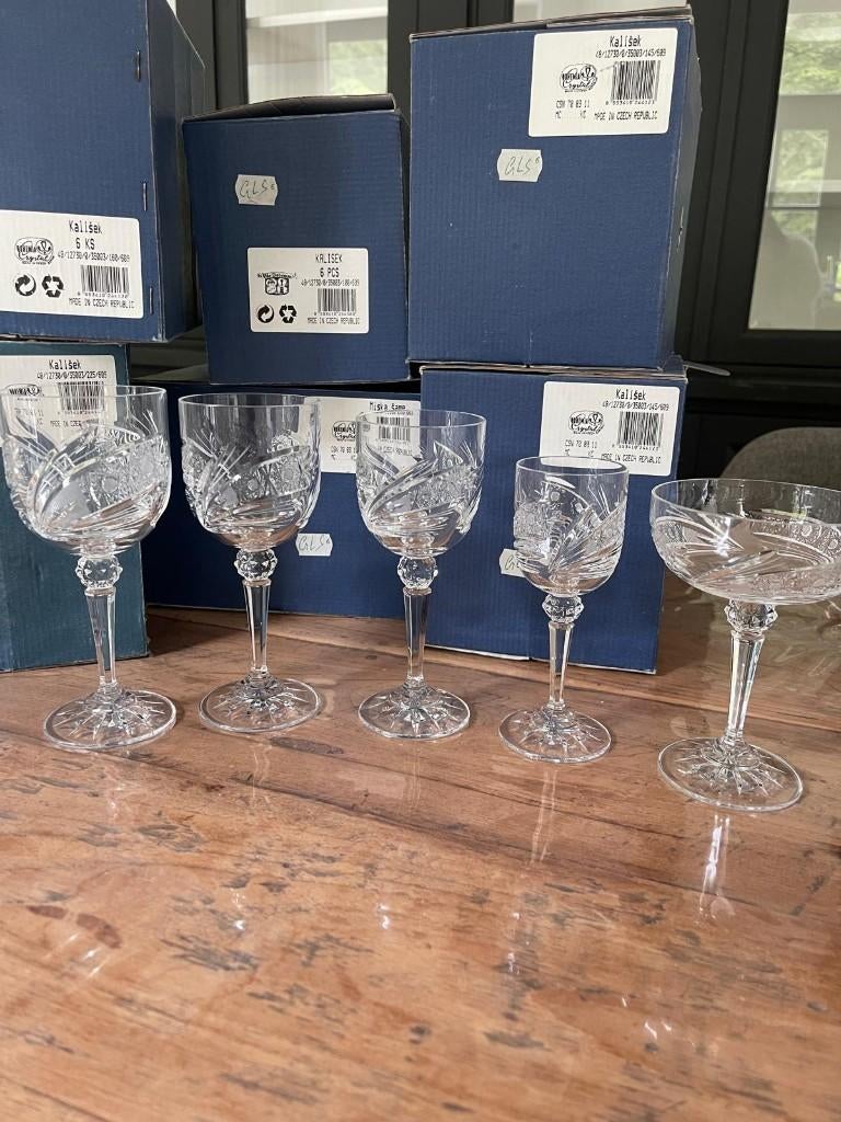 Bohemia Crystal kristallen glazen – vintage set, Antiquités & Art, Antiquités | Verre & Cristal, Enlèvement ou Envoi
