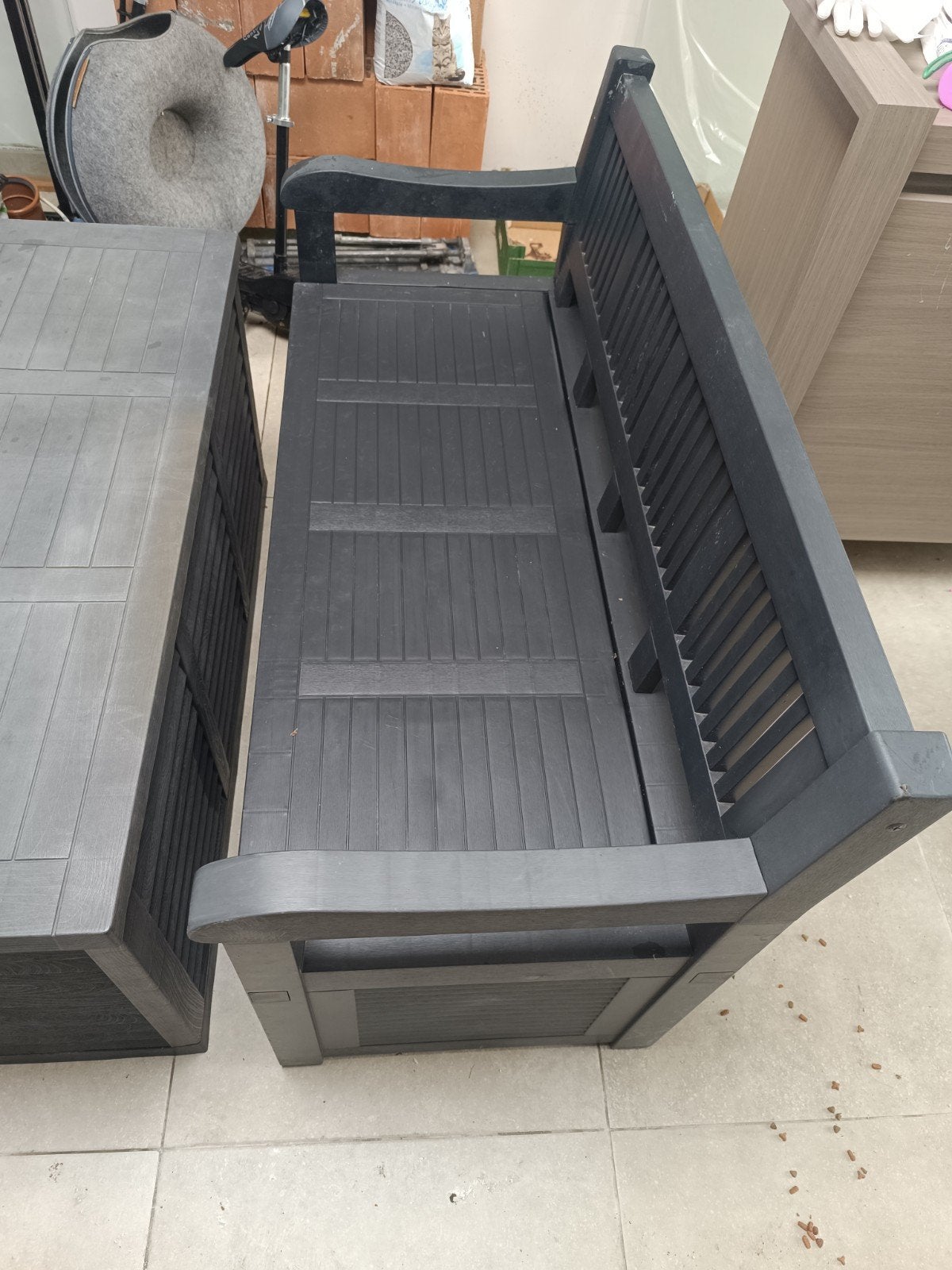 Ensemble de jardin avec rangement 1 Table et 2 bancs, Jardin & Terrasse, Enlèvement, Comme neuf