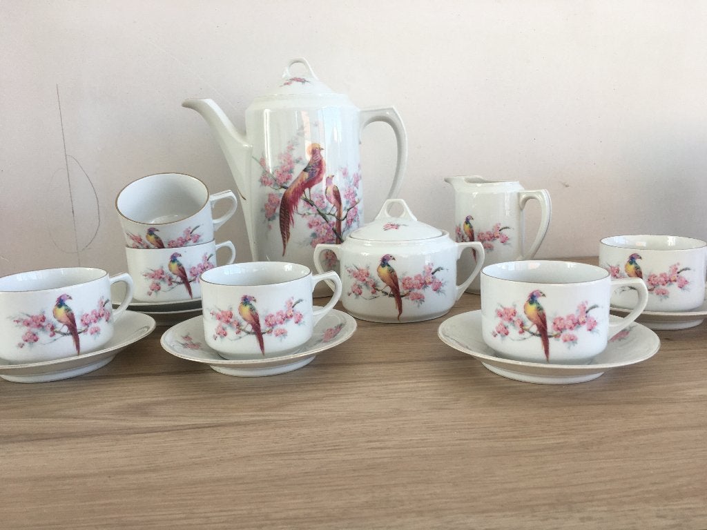 Koffieservies -vogelmotief - bloemenmotief, Ophalen