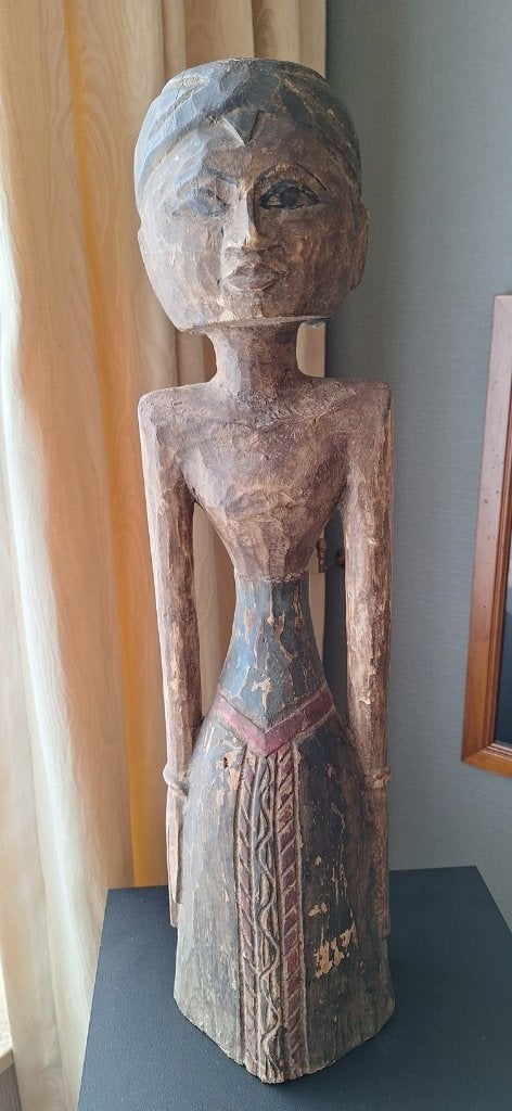 Massief houten beeld Indonesie, Antiek en Kunst, Hout, Bruin, Ophalen of Verzenden, Indonesië
