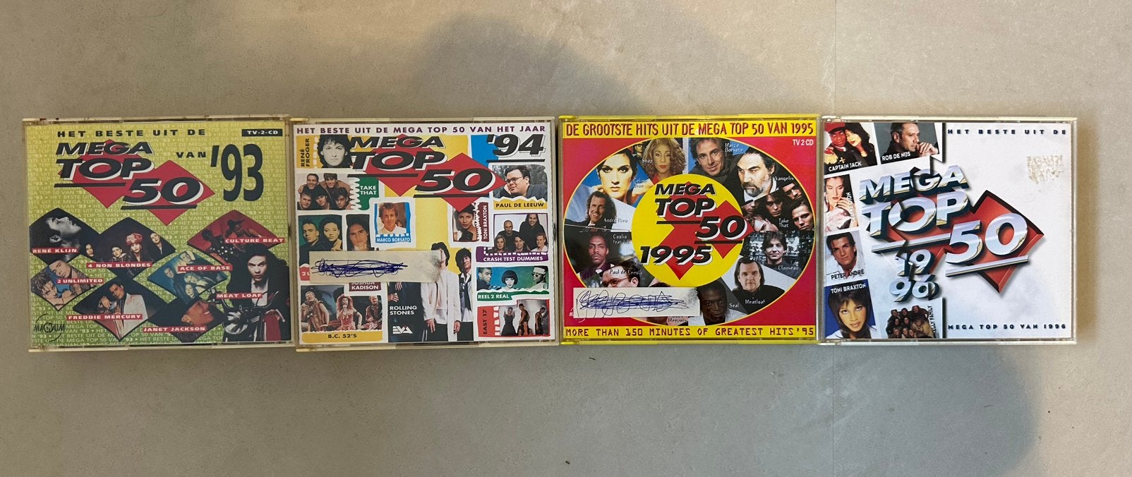 4x Mega Top 50 Jaaroverzichten (2CD Boxen) – 1993 t/m 1996, Enlèvement ou Envoi, Utilisé, Pop