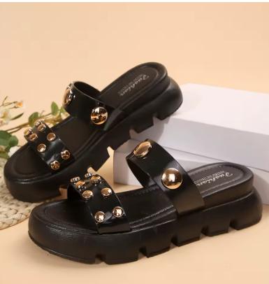 Zwarte sandalen met studs, Verzenden, Nieuw